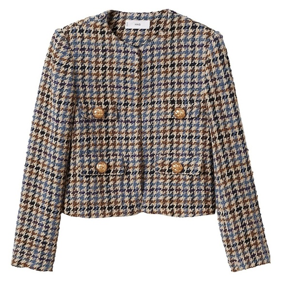 Mango Jackets & Blazers - Mango Houndstooth Crop Blazer NWT